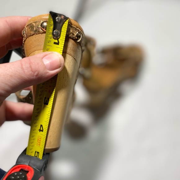 Isola Metallic Shimming  Mandra Snake Print Big Side Buckle Wood Heels Size 6.5 - Picture 15 of 15